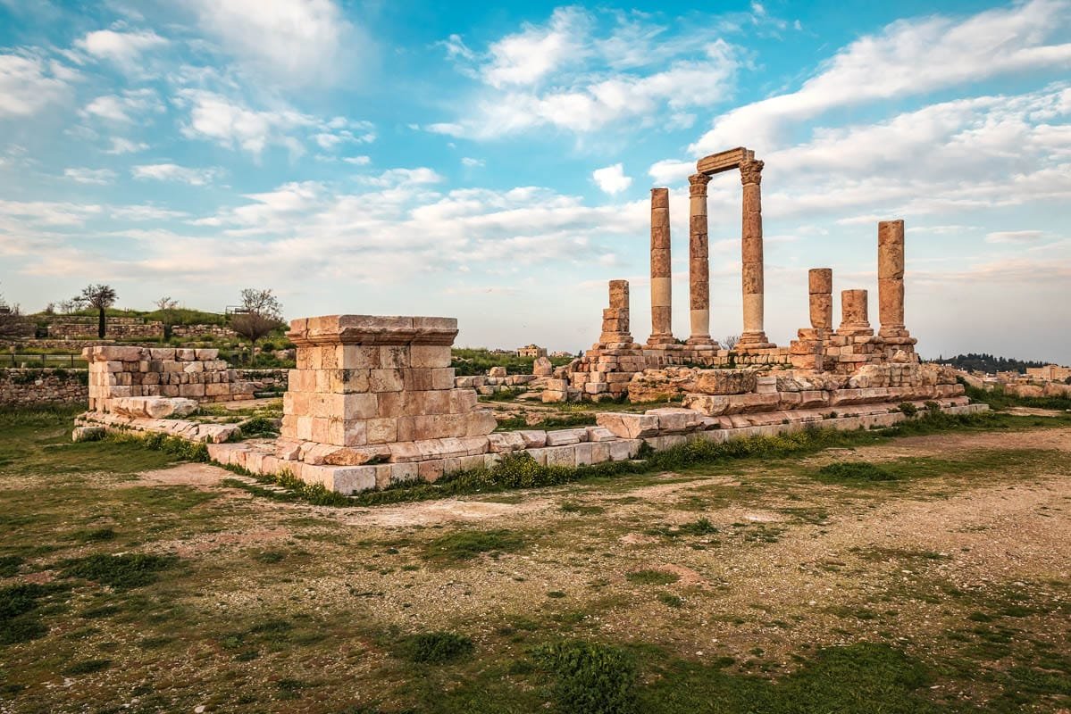 Ruins of Amman Citadel in Amman. Jordan