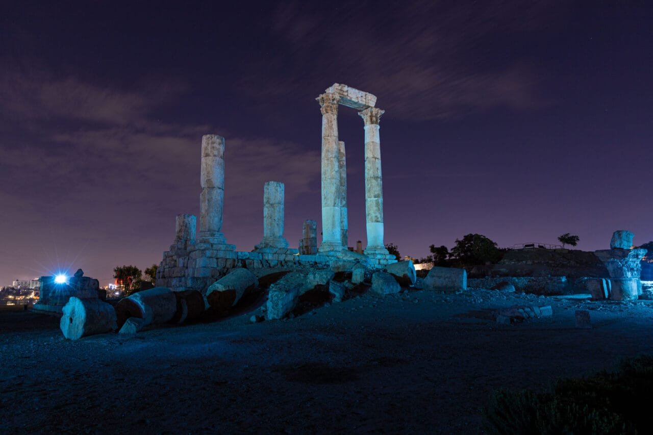 Scenic view of Jabal Amman, showcasing its historic architecture, vibrant streets, and cultural landmarks in Amman, Jordan.